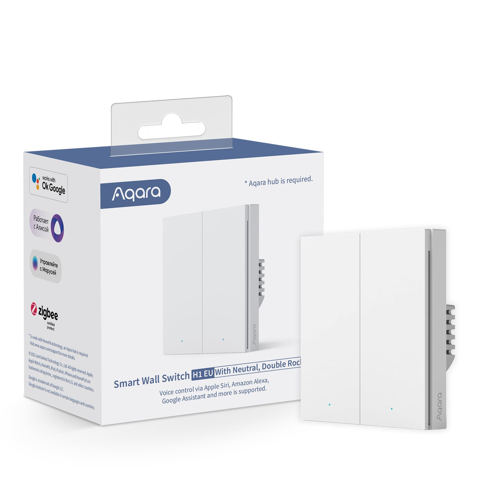 Aqara Smart Wall Switch H1 (With Neutral, Double Rocker)